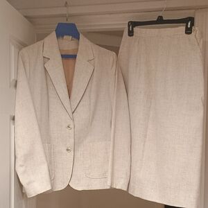 Classic Cream Blazer and Skirt Set